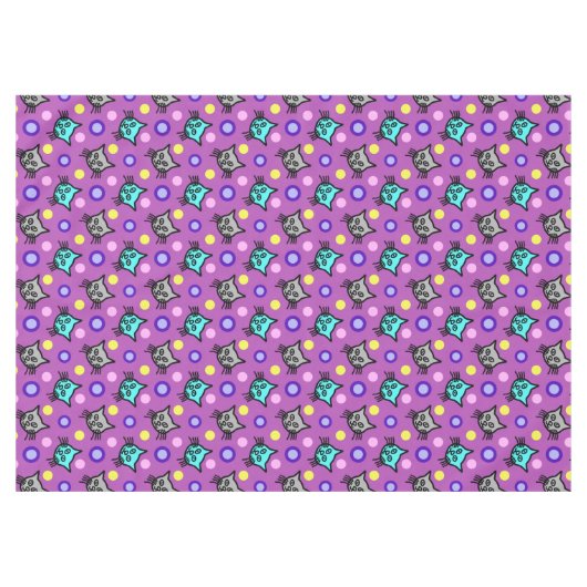 Schattige kattenpatroon in violet medium tafelklee tafelkleed (Voorkant (Horizontaal))