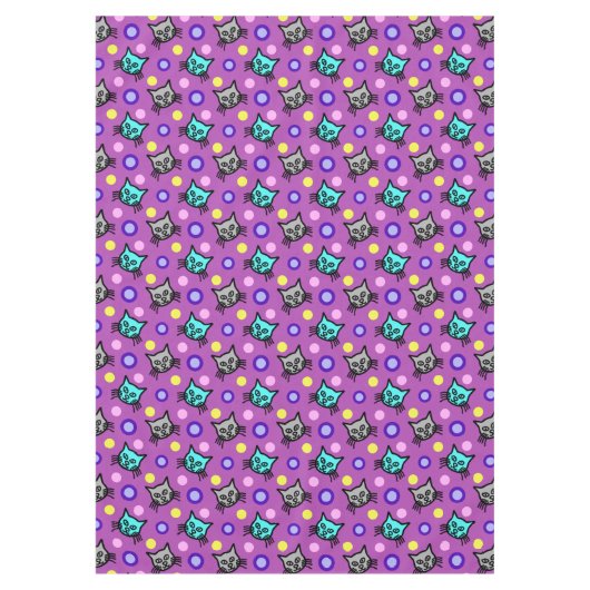 Schattige kattenpatroon in violet medium tafelklee tafelkleed (Voorkant)