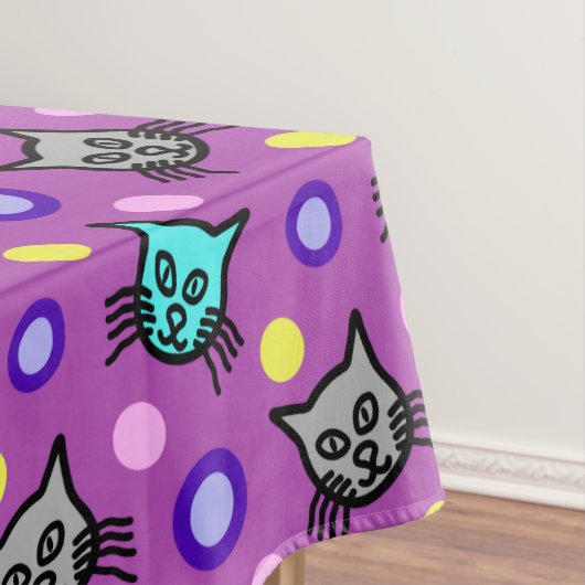 Schattige kattenpatroon in violet medium tafelklee tafelkleed (Voorbeeld)