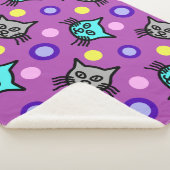 Schattige kattenpatroon in Violet Small Sherpa Bla Deken (3/4)