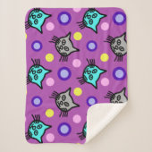 Schattige kattenpatroon in Violet Small Sherpa Bla Deken (Voorkant)