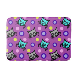 Schattige Kattenpatroon In Violette Medium Badmat
