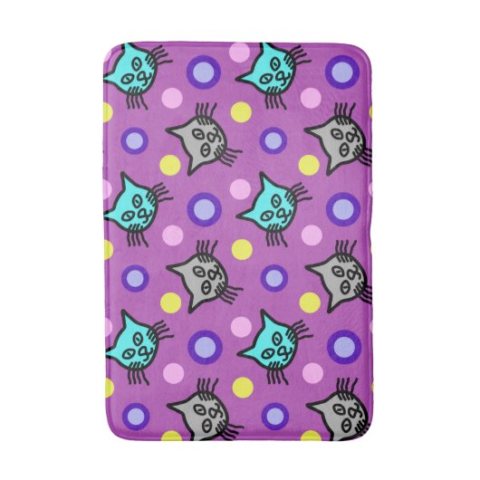 Schattige Kattenpatroon In Violette Medium Badmat (Voorkant Verticaal)