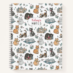 Schattige kattenpatroon meisjes school Notitieboek