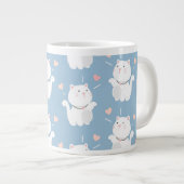 Schattige kattenpatroon ontwerp grote koffiekop (Voorkant rechts)