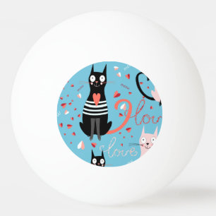 Schattige kattenpatroon op een blauwe achtergrond pingpongbal