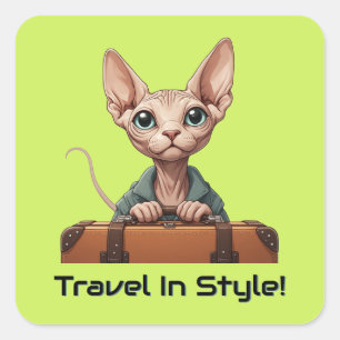 Schattige Kattenreiziger – Cadeau voor Kattenliefh Vierkante Sticker