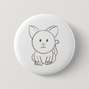 Schattige kattenschets ronde button 5,7 cm