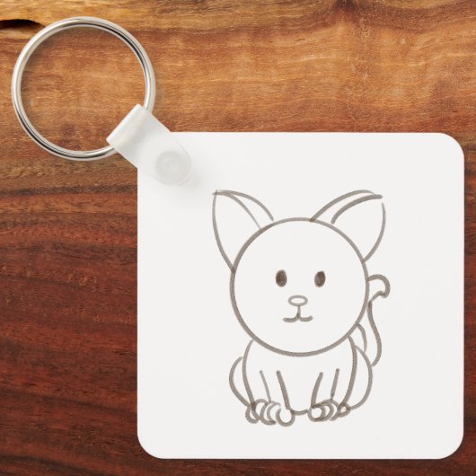 Schattige kattenschets sleutelhanger (Voorkant)