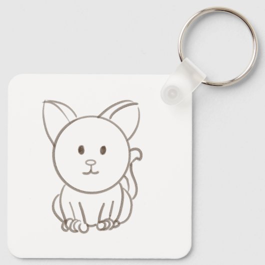 Schattige kattenschets sleutelhanger (Achterkant)