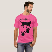 Schattige kattensilhouet met hartneus en pootafdru t-shirt (Voorkant volledig)