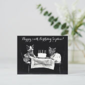 Schattige  kattenverjaardagsfeestje briefkaart (Staand voorkant)