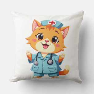 Schattige kattenverpleegkundige voor Dierenvriende Kussen