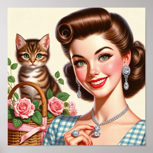 Schattige kattenvrouw poster (Voorkant)