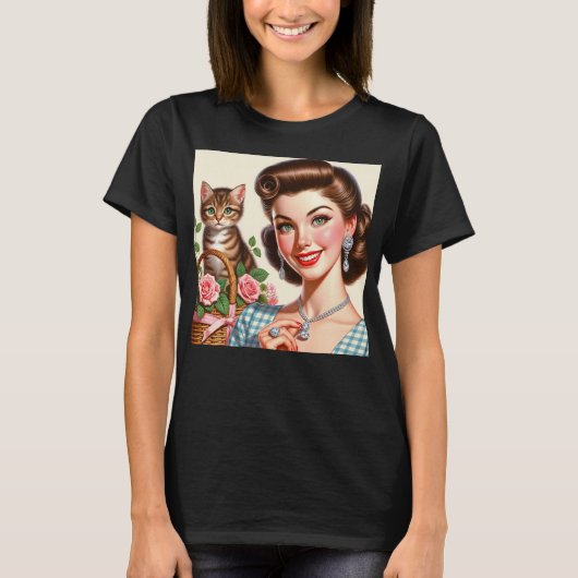 Schattige kattenvrouw t-shirt (Voorkant)