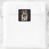 Schattige katteproef in Tiger Tracksuit Vierkante Sticker (Tas)