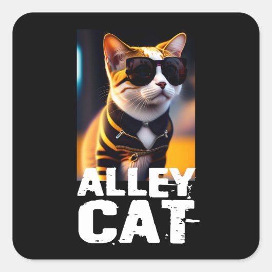 Schattige katteproef in Tiger Tracksuit Vierkante Sticker (Voorkant)