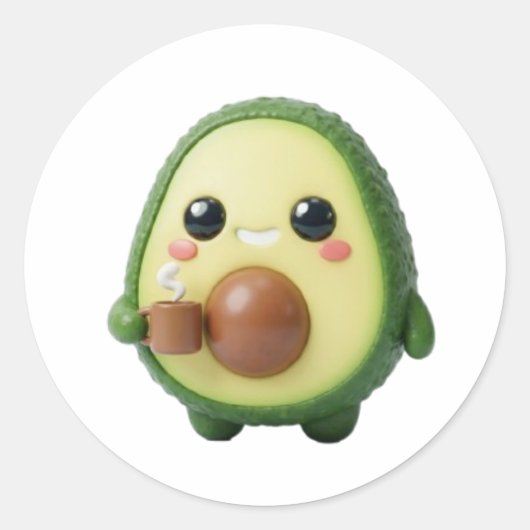 Schattige Kawaii 3D Avocado Sticker (Voorkant)
