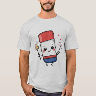 Schattige Kawaii 4 juli vuurwerk T-shirt