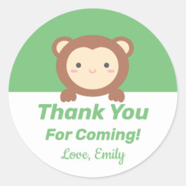 Schattige Kawaii Aap Bedankt Voor Je Komst Ronde Sticker