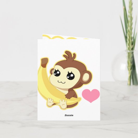 Schattige Kawaii aap die een banaan vasthoudt verj Bedankkaart (Achterkant)
