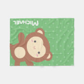 Schattige Kawaii Aap Groene Stippen Fleece Deken (Voorkant (Horizontaal))