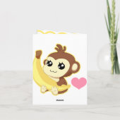 Schattige Kawaii aap houdt bananaverjaardag Bedankkaart (Achterkant)