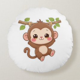 Schattige Kawaii Aap Rond Kussen