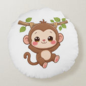 Schattige Kawaii Aap Rond Kussen (Achterkant)