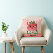 Schattige Kawaii Aardbei Kat Kussen (Stoel)