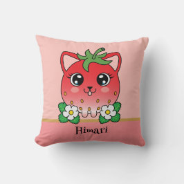 Schattige Kawaii Aardbei Kat Kussen