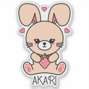 Schattige Kawaii Aardbei Konijn Sticker