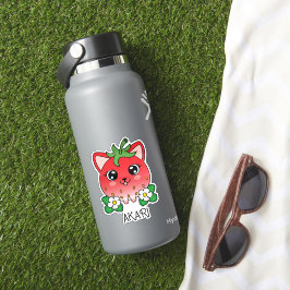 Schattige Kawaii Aardbei Poes Kat Sticker