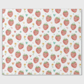 Schattige Kawaii Aardbeien Cadeaupapier (Vlak)