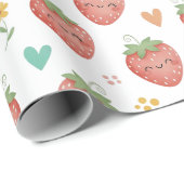 Schattige Kawaii Aardbeien Cadeaupapier (Rol Hoek)