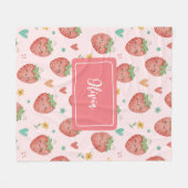 Schattige Kawaii Aardbeien Fleece Deken (Voorkant (Horizontaal))