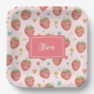 Schattige Kawaii Aardbeien Papieren Bordje