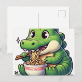 Schattige Kawaii Alligator Eten Ramen Briefkaart (Voorkant / Achterkant)