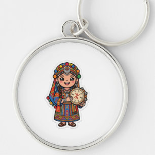Schattige Kawaii Amazigh Berber Vrouw Sleutelhanger