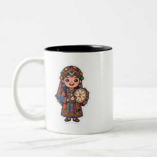 Schattige Kawaii Amazigh Berber Vrouw Tweekleurige Koffiemok