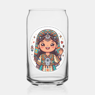 Schattige Kawaii Amazigh Marokkaanse vrouw met Kha Blikvorm Glas