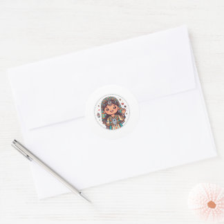 Schattige Kawaii Amazigh Marokkaanse vrouw met Kha Ronde Sticker