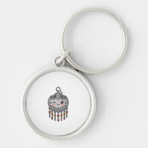 Schattige Kawaii Amazigh Marokkaanse Zilveren Oorb Sleutelhanger