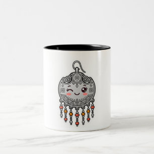 Schattige Kawaii Amazigh Marokkaanse Zilveren Oorb Tweekleurige Koffiemok