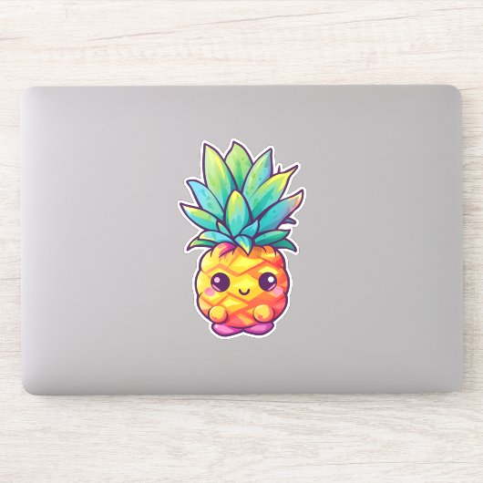 Schattige Kawaii ananas | Gelukkig fruit Sticker (Computer)
