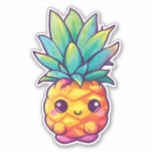 Schattige Kawaii ananas | Gelukkig fruit Sticker (Voorkant)