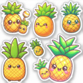 schattige kawaii ananas sticker (Voorkant)