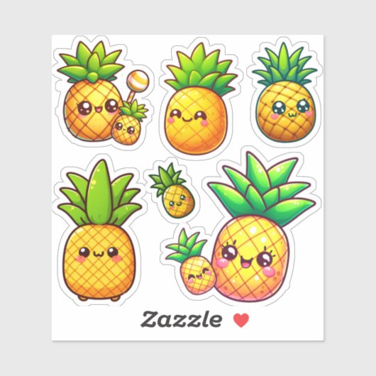 schattige kawaii ananas sticker (Vel)