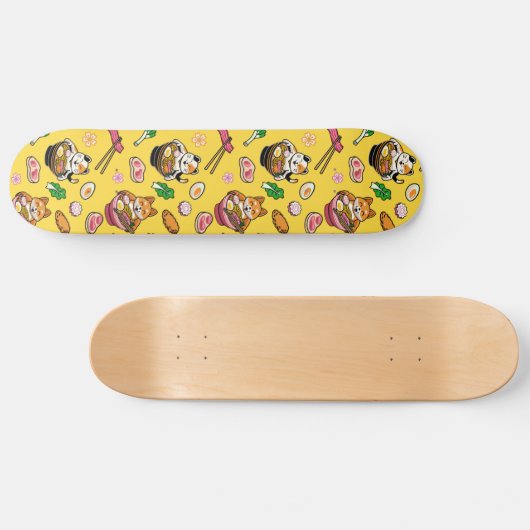 Schattige Kawaii Anime Cat Ramen Persoonlijk Skateboard (Horizontaal)