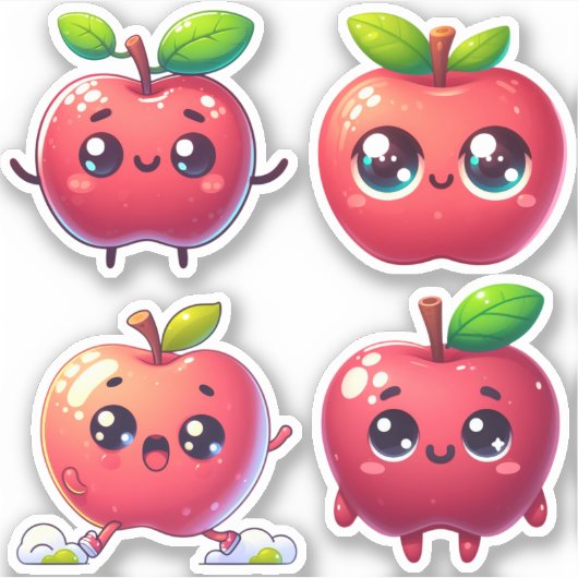 schattige kawaii appels sticker (Voorkant)